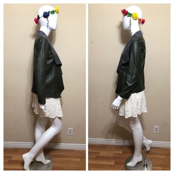 NEW Tahari Faux Leather Moto Jacket Size Small - Picture 4 of 11